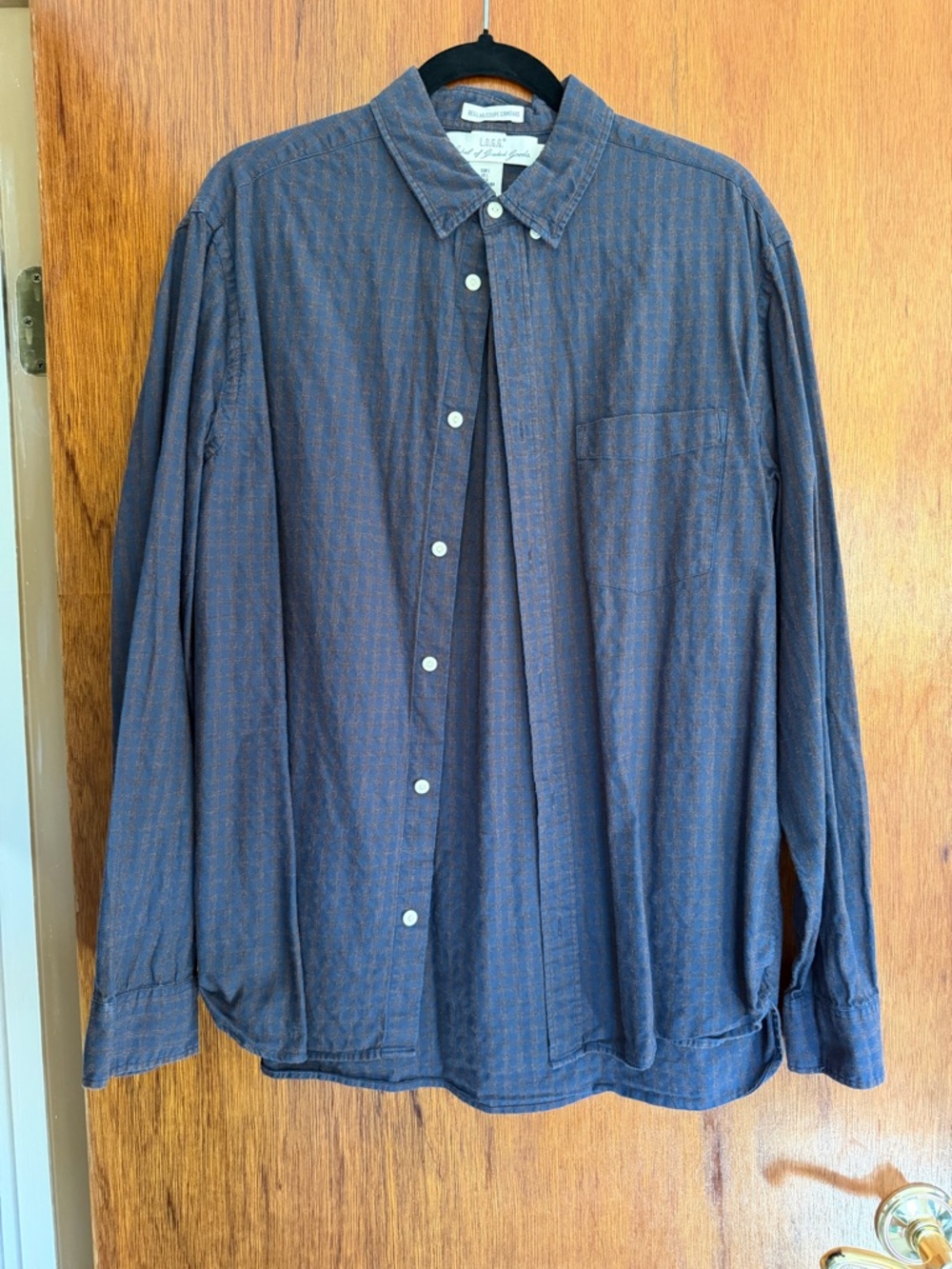 Casual Navy Button-Down Shirt with Subtle Pattern